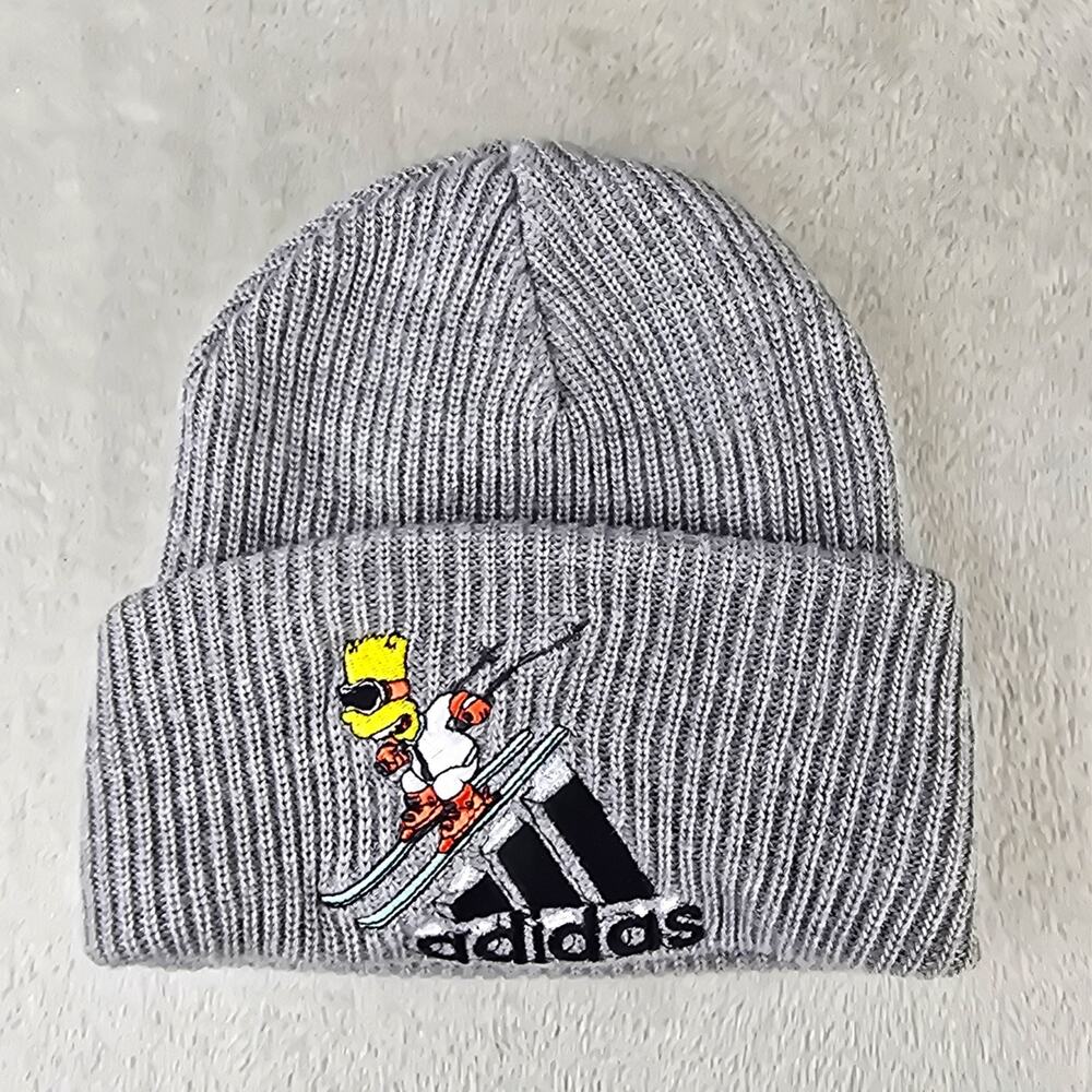 SAMPLE Adidas Bart Simpson Skiing Beanie Grey Hat The Simpsons Knit Unisex Rare